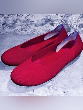 ROTHY'S Bright Red Round Toe Ballet Flats Women's Size 10.5